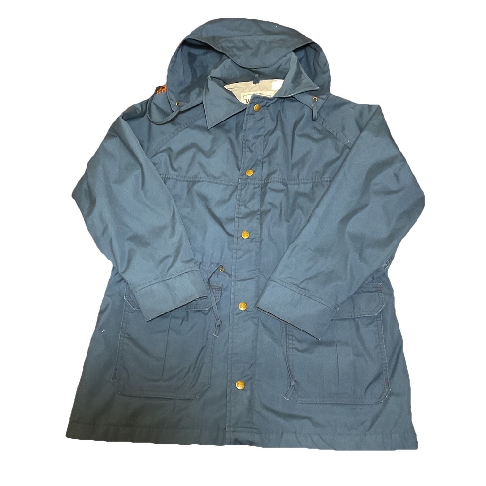 VTG Woolrich Jacket Women M Blue Lined‎ Zip Snap Up Coat Windbreaker USA Made